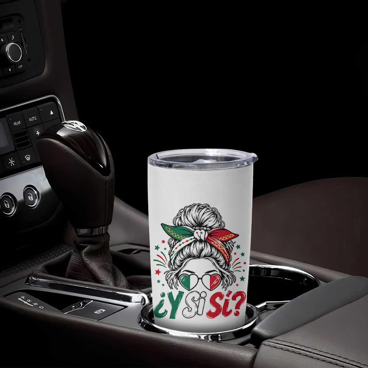Y Si Si Mexican Flag Messy Bun with Sunglasses Graphic Tumbler Cup What If Yes Mexico Latina Pride TS02 Print Your Wear