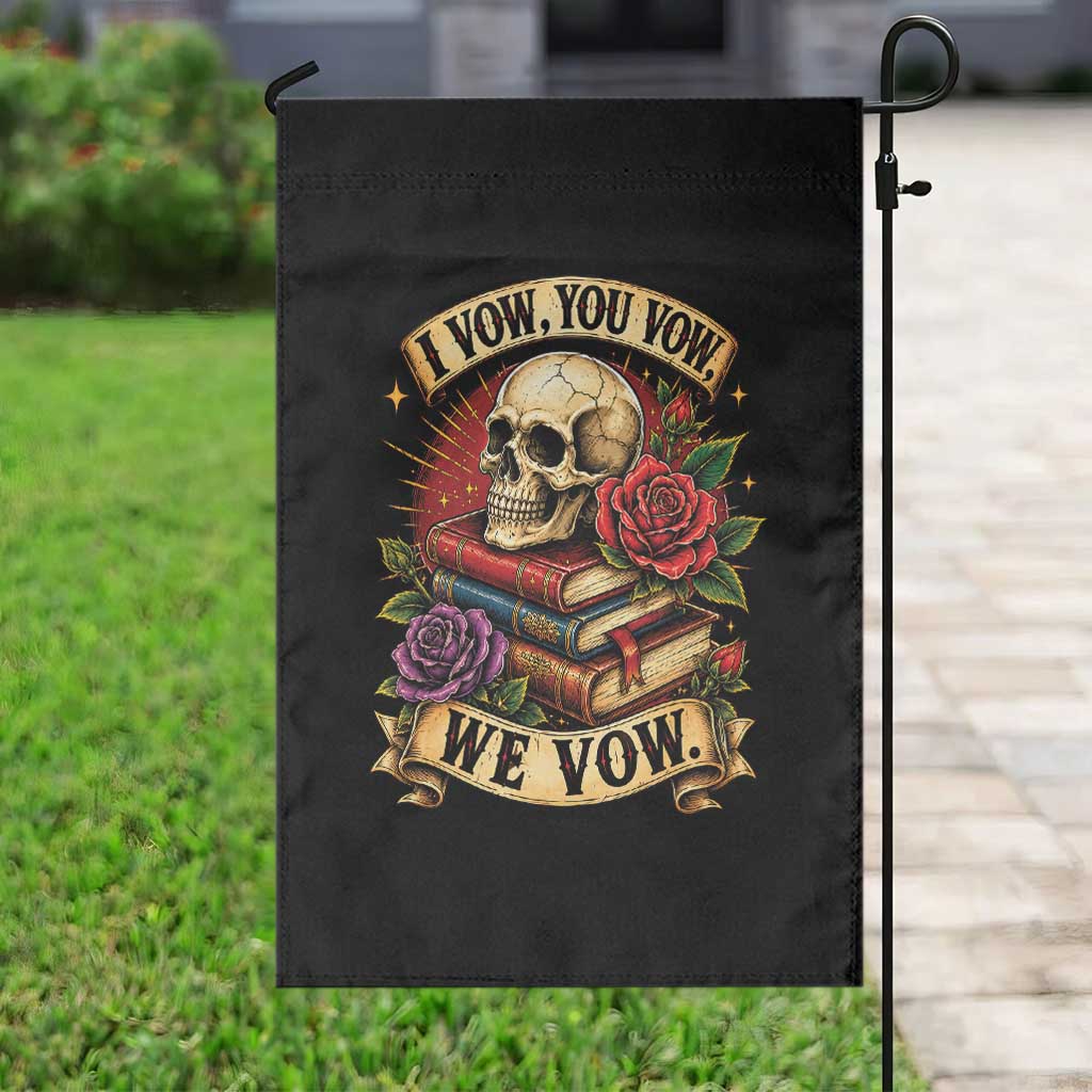 Vintage Skull Roses Gothic Dark Academia Aesthetic Garden Flag I Vow You Vow We Vow Fantasy Fiction Bookish Gift