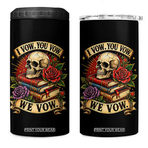 Vintage Skull Roses Gothic Dark Academia Aesthetic 4 in 1 Can Cooler Tumbler I Vow You Vow We Vow Fantasy Fiction Bookish Gift