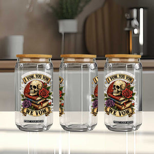 Vintage Skull Roses Gothic Dark Academia Aesthetic Glass Can I Vow You Vow We Vow Fantasy Fiction Bookish Gift