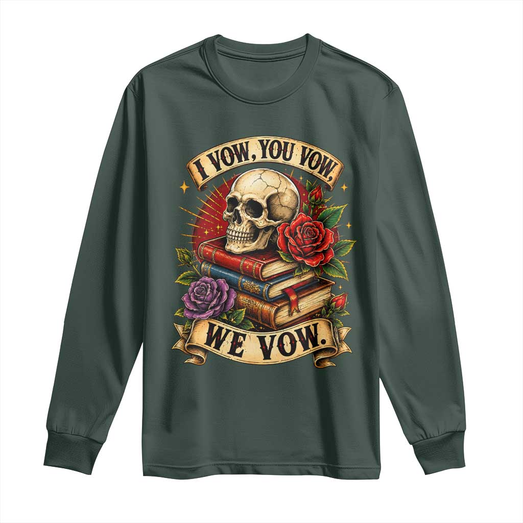 Vintage Skull Roses Gothic Dark Academia Aesthetic Long Sleeve Shirt I Vow You Vow We Vow Fantasy Fiction Bookish Gift
