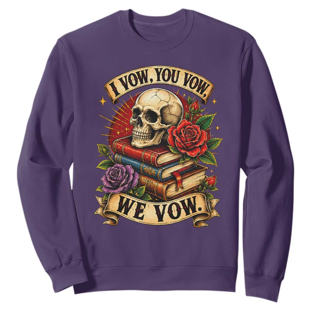 Vintage Skull Roses Gothic Dark Academia Aesthetic Sweatshirt I Vow You Vow We Vow Fantasy Fiction Bookish Gift