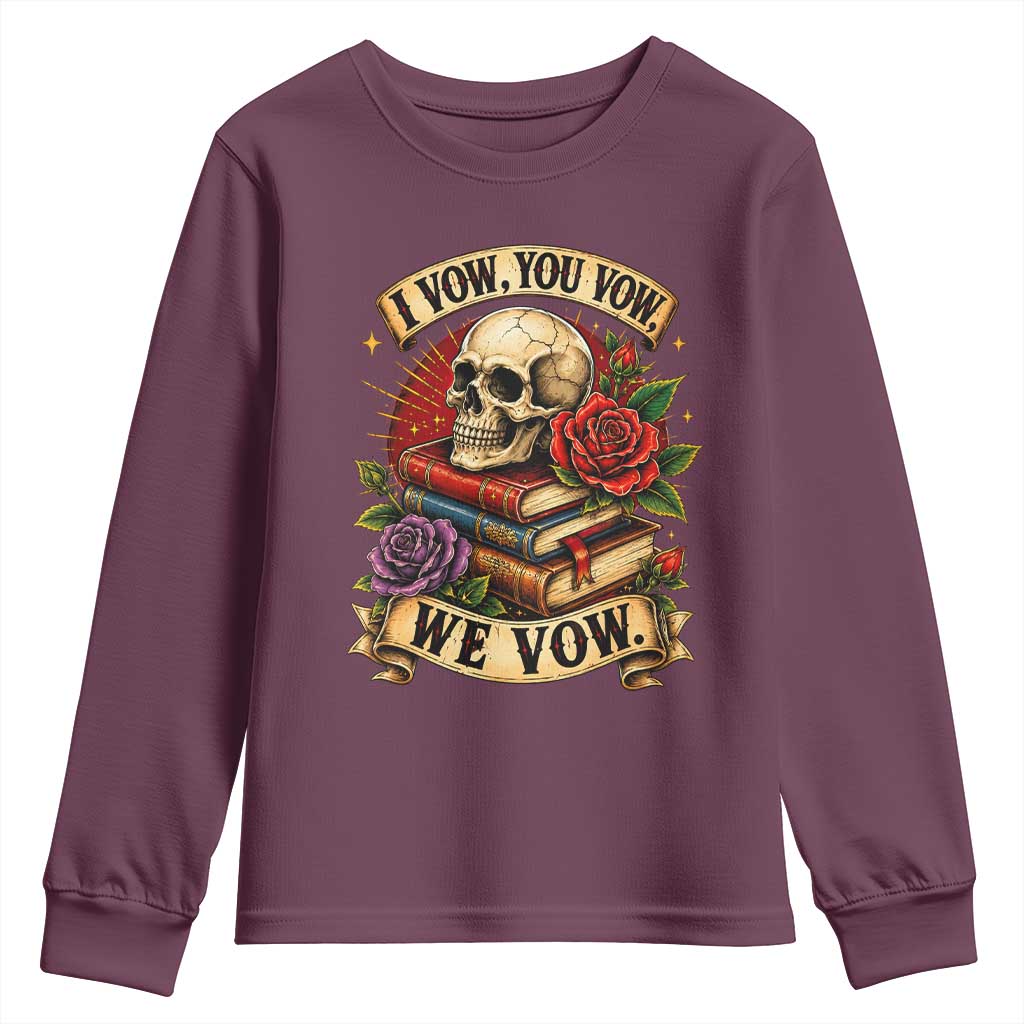 Vintage Skull Roses Gothic Dark Academia Aesthetic Youth Sweatshirt I Vow You Vow We Vow Fantasy Fiction Bookish Gift