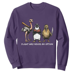 Flight Was Never An Option Flightless Birds Sweatshirt Funny Ostrich Penguin Kiwi Brawler Dark Humor Graphic