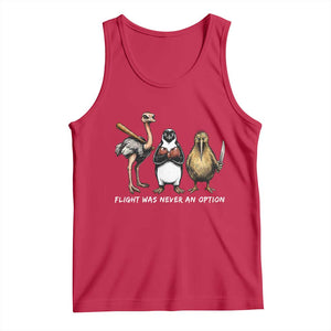 Flight Was Never An Option Flightless Birds Tank Top Funny Ostrich Penguin Kiwi Brawler Dark Humor Graphic