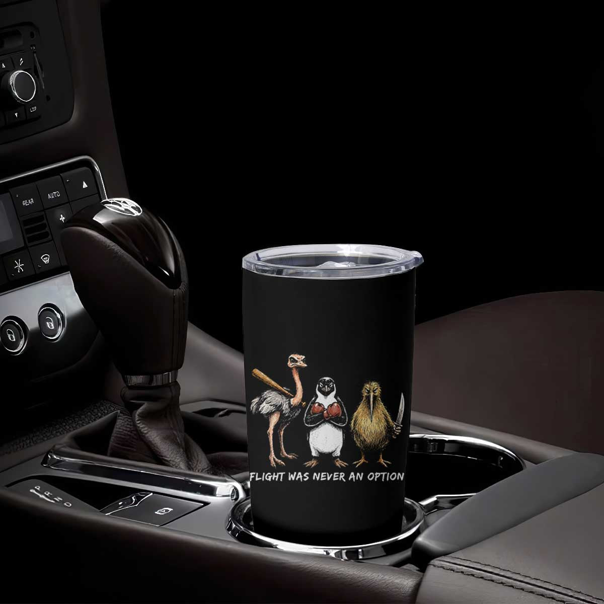 Flight Was Never An Option Flightless Birds Tumbler Cup Funny Ostrich Penguin Kiwi Brawler Dark Humor Graphic