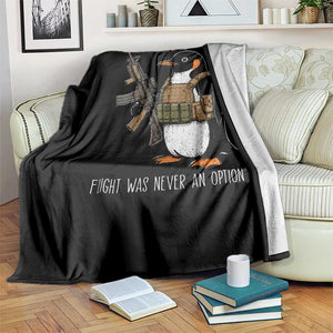 Flight Was Never An Option Tactical Penguin Throw Blanket Funny Military Camo Vest Combat Animal Dark Humor Graphic