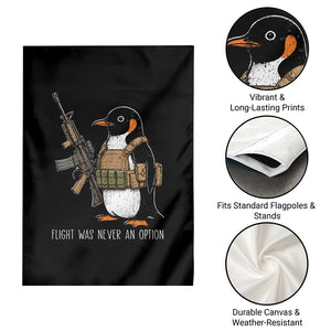 Flight Was Never An Option Tactical Penguin Garden Flag Funny Military Camo Vest Combat Animal Dark Humor Graphic
