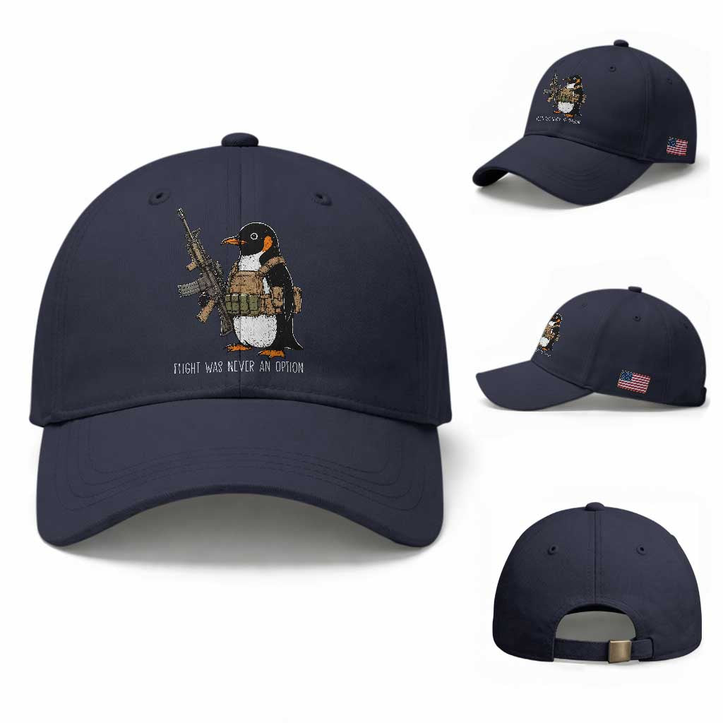 Flight Was Never An Option Tactical Penguin Baseball Cap Funny Military Camo Vest Combat Animal Dark Humor Graphic