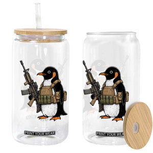 Flight Was Never An Option Tactical Penguin Glass Can Funny Military Camo Vest Combat Animal Dark Humor Graphic