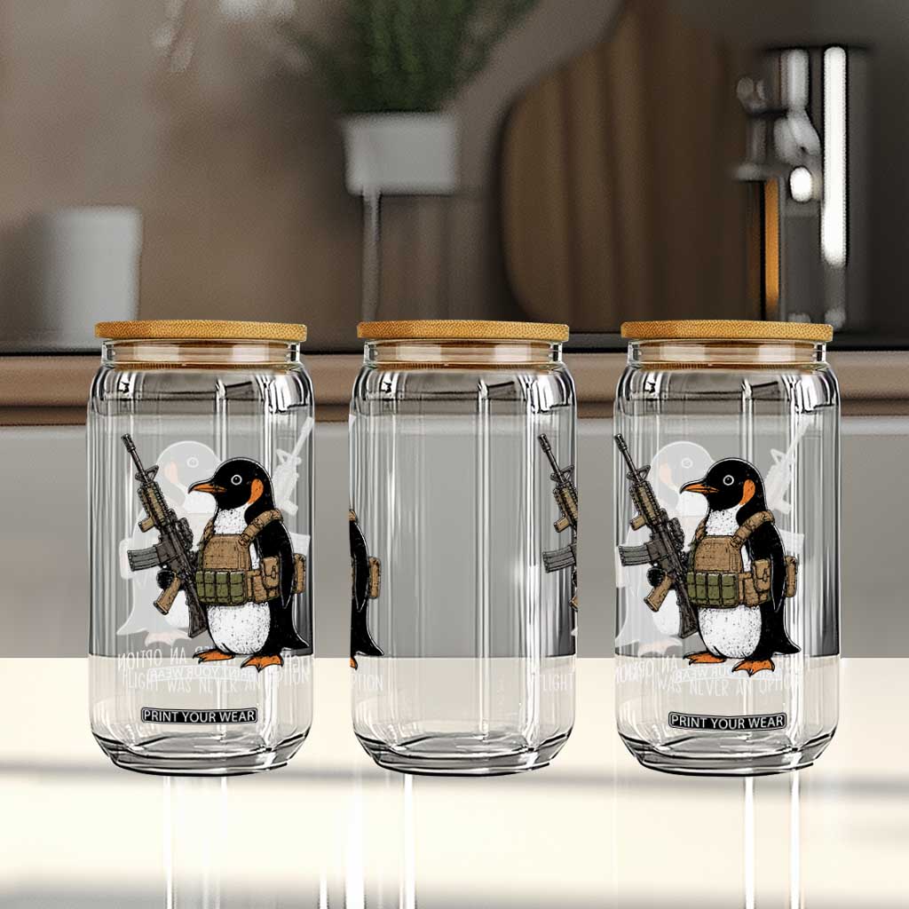 Flight Was Never An Option Tactical Penguin Glass Can Funny Military Camo Vest Combat Animal Dark Humor Graphic