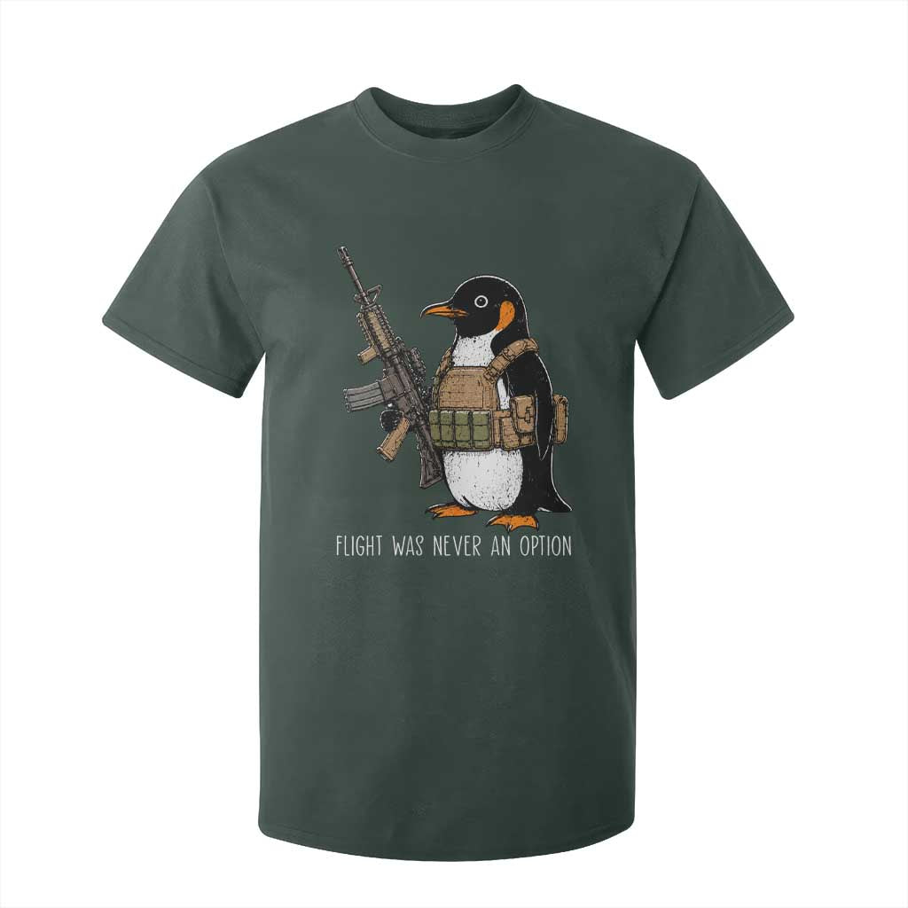 Flight Was Never An Option Tactical Penguin T Shirt For Kid Funny Military Camo Vest Combat Animal Dark Humor Graphic