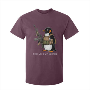 Flight Was Never An Option Tactical Penguin T Shirt For Kid Funny Military Camo Vest Combat Animal Dark Humor Graphic