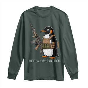 Flight Was Never An Option Tactical Penguin Long Sleeve Shirt Funny Military Camo Vest Combat Animal Dark Humor Graphic