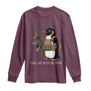 Flight Was Never An Option Tactical Penguin Long Sleeve Shirt Funny Military Camo Vest Combat Animal Dark Humor Graphic