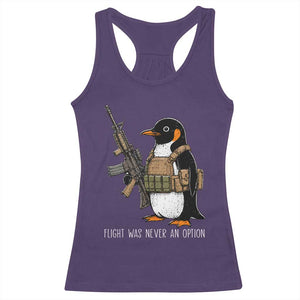Flight Was Never An Option Tactical Penguin Racerback Tank Top Funny Military Camo Vest Combat Animal Dark Humor Graphic