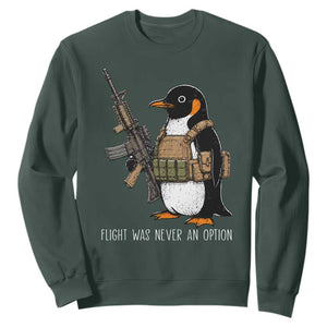 Flight Was Never An Option Tactical Penguin Sweatshirt Funny Military Camo Vest Combat Animal Dark Humor Graphic