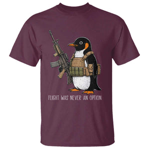 Flight Was Never An Option Tactical Penguin T Shirt Funny Military Camo Vest Combat Animal Dark Humor Graphic