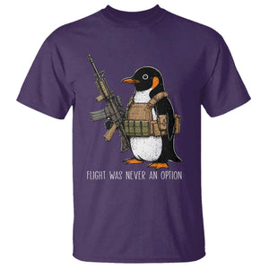 Flight Was Never An Option Tactical Penguin T Shirt Funny Military Camo Vest Combat Animal Dark Humor Graphic