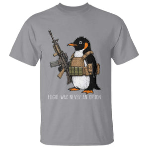 Flight Was Never An Option Tactical Penguin T Shirt Funny Military Camo Vest Combat Animal Dark Humor Graphic
