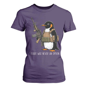 Flight Was Never An Option Tactical Penguin T Shirt For Women Funny Military Camo Vest Combat Animal Dark Humor Graphic