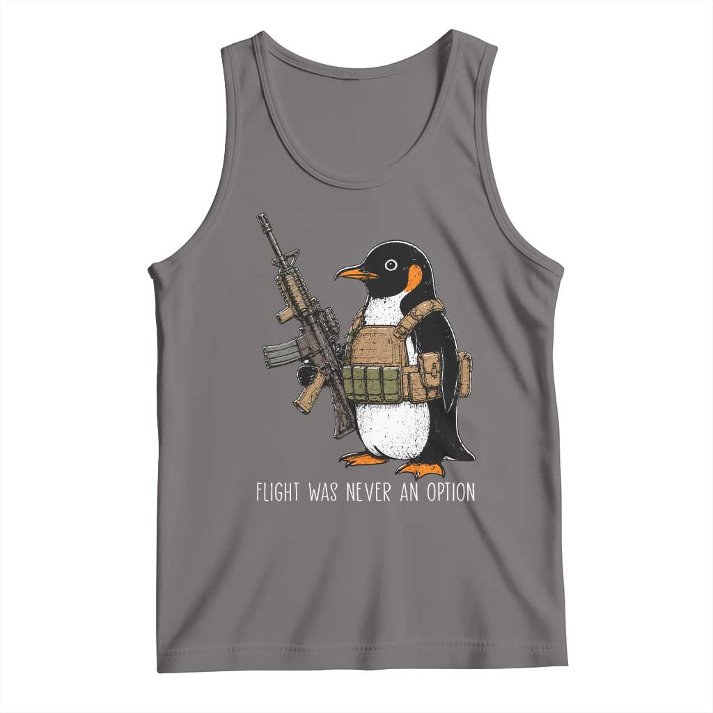 Flight Was Never An Option Tactical Penguin Tank Top Funny Military Camo Vest Combat Animal Dark Humor Graphic