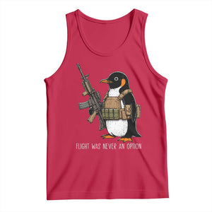 Flight Was Never An Option Tactical Penguin Tank Top Funny Military Camo Vest Combat Animal Dark Humor Graphic