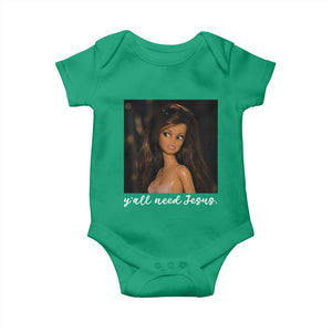 Yall Need Jesus Funny Doll Side Eye Meme Baby Onesie Sarcastic Southern Humor Religion Faith TS02 Irish Green Print Your Wear