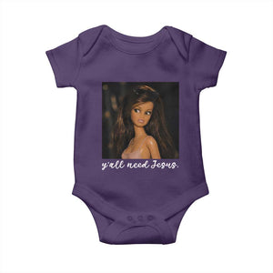 Yall Need Jesus Funny Doll Side Eye Meme Baby Onesie Sarcastic Southern Humor Religion Faith TS02 Purple Print Your Wear