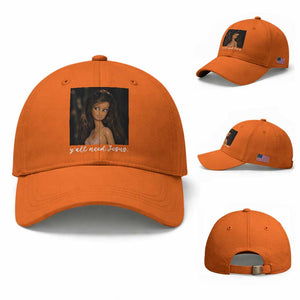 Yall Need Jesus Funny Doll Side Eye Meme Baseball Cap Sarcastic Southern Humor Religion Faith TS02 Baseball Cap Universal Fit Orange Print Your Wear