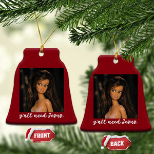 Yall Need Jesus Funny Doll Side Eye Meme Ceramic Ornament Sarcastic Southern Humor Religion Faith TS02 Print Your Wear