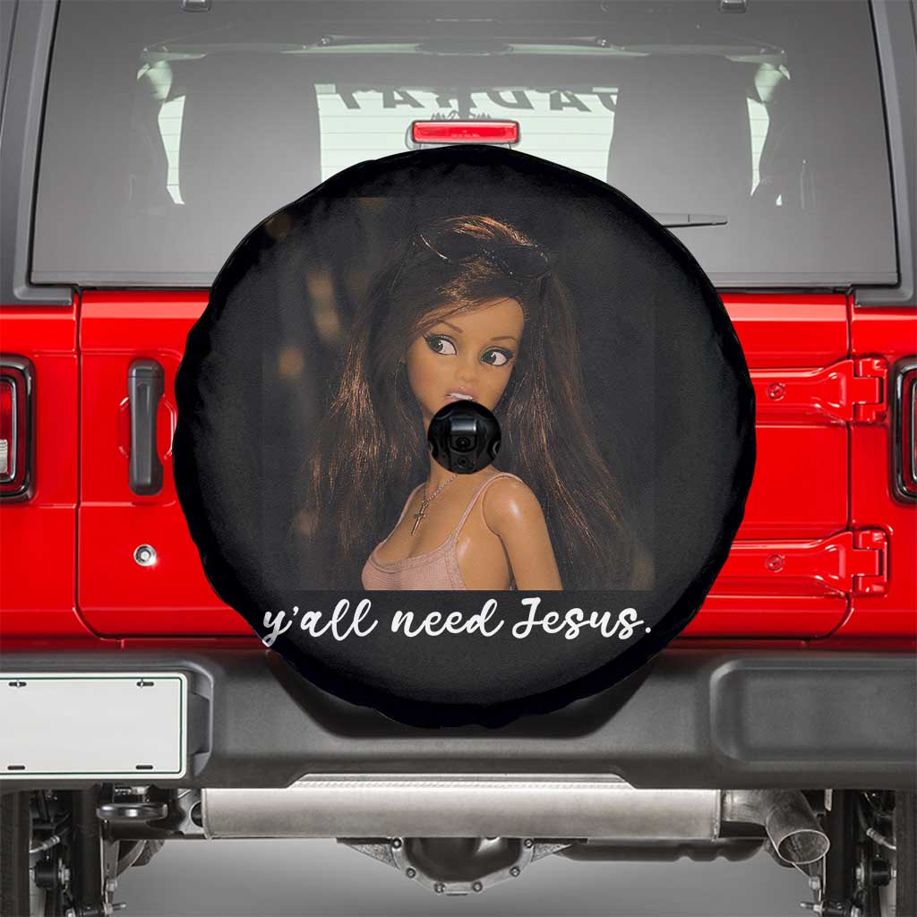 Yall Need Jesus Funny Doll Side Eye Meme Spare Tire Cover Sarcastic Southern Humor Religion Faith TS02 Black Print Your Wear