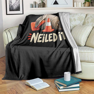 Funny Neil The Seal Nailed It Meme Throw Blanket Cute Chaotic Viral Elephant Seal Traffic Cone Pun TS02 Print Your Wear