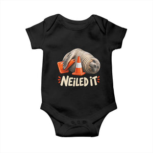 Funny Neil The Seal Nailed It Meme Baby Onesie Cute Chaotic Viral Elephant Seal Traffic Cone Pun TS02 Black Print Your Wear