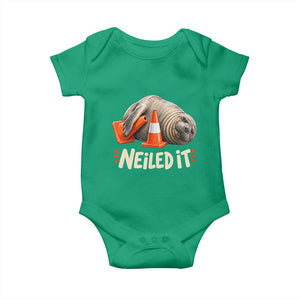 Funny Neil The Seal Nailed It Meme Baby Onesie Cute Chaotic Viral Elephant Seal Traffic Cone Pun TS02 Irish Green Print Your Wear