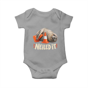 Funny Neil The Seal Nailed It Meme Baby Onesie Cute Chaotic Viral Elephant Seal Traffic Cone Pun TS02 Sport Gray Print Your Wear