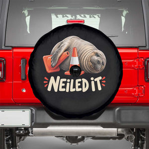 Funny Neil The Seal Nailed It Meme Spare Tire Cover Cute Chaotic Viral Elephant Seal Traffic Cone Pun TS02 Black Print Your Wear