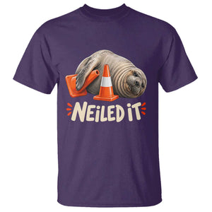 Funny Neil The Seal Nailed It Meme T Shirt Cute Chaotic Viral Elephant Seal Traffic Cone Pun TS02 Purple Print Your Wear