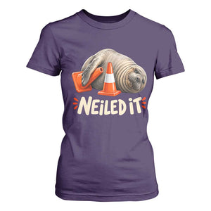 Funny Neil The Seal Nailed It Meme T Shirt For Women Cute Chaotic Viral Elephant Seal Traffic Cone Pun TS02 Purple Print Your Wear
