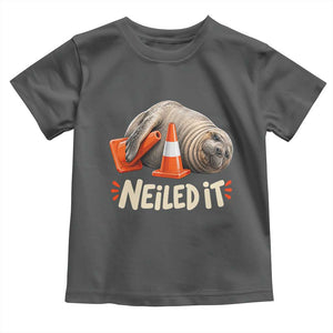 Funny Neil The Seal Nailed It Meme Toddler T Shirt Cute Chaotic Viral Elephant Seal Traffic Cone Pun TS02 Dark Heather Print Your Wear