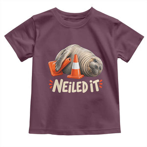 Funny Neil The Seal Nailed It Meme Toddler T Shirt Cute Chaotic Viral Elephant Seal Traffic Cone Pun TS02 Maroon Print Your Wear