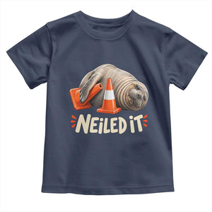 Funny Neil The Seal Nailed It Meme Toddler T Shirt Cute Chaotic Viral Elephant Seal Traffic Cone Pun TS02 Navy Print Your Wear