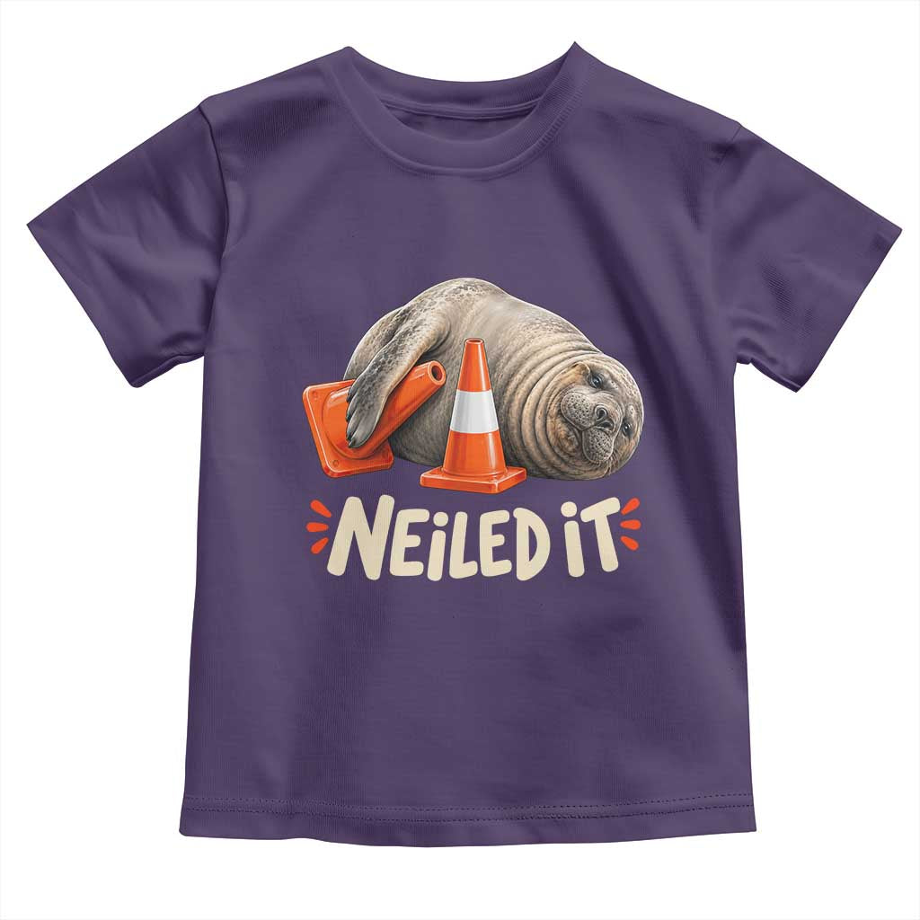 Funny Neil The Seal Nailed It Meme Toddler T Shirt Cute Chaotic Viral Elephant Seal Traffic Cone Pun TS02 Purple Print Your Wear
