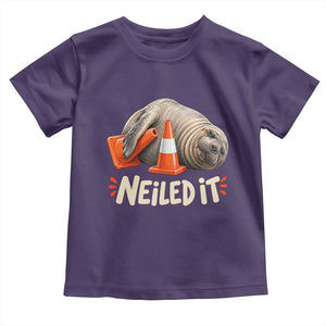 Funny Neil The Seal Nailed It Meme Toddler T Shirt Cute Chaotic Viral Elephant Seal Traffic Cone Pun TS02 Purple Print Your Wear
