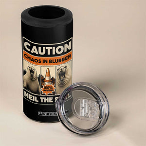 Retro Neil the Seal Caution Chaos in Blubber 4 in 1 Can Cooler Tumbler Funny Viral Chaotic Elephant Seal Traffic Cone Meme TS02 Print Your Wear