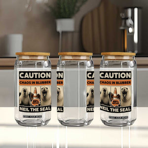 Retro Neil the Seal Caution Chaos in Blubber Glass Can Funny Viral Chaotic Elephant Seal Traffic Cone Meme TS02 Print Your Wear