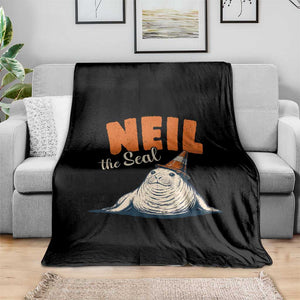 Vintage Neil the Seal Wearing Traffic Cone Hat Meme Throw Blanket Cute Retro Viral Chaotic Southern Elephant Seal TS02 Print Your Wear