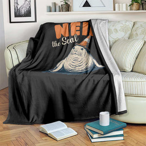 Vintage Neil the Seal Wearing Traffic Cone Hat Meme Throw Blanket Cute Retro Viral Chaotic Southern Elephant Seal TS02 Print Your Wear