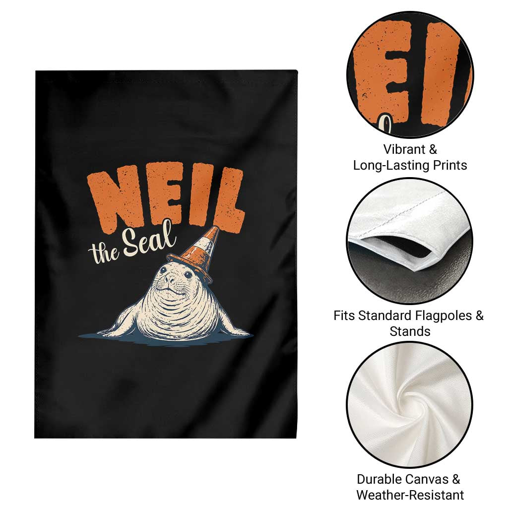 Vintage Neil the Seal Wearing Traffic Cone Hat Meme Garden Flag Cute Retro Viral Chaotic Southern Elephant Seal TS02 Print Your Wear