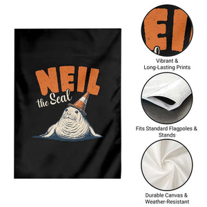 Vintage Neil the Seal Wearing Traffic Cone Hat Meme Garden Flag Cute Retro Viral Chaotic Southern Elephant Seal TS02 Print Your Wear